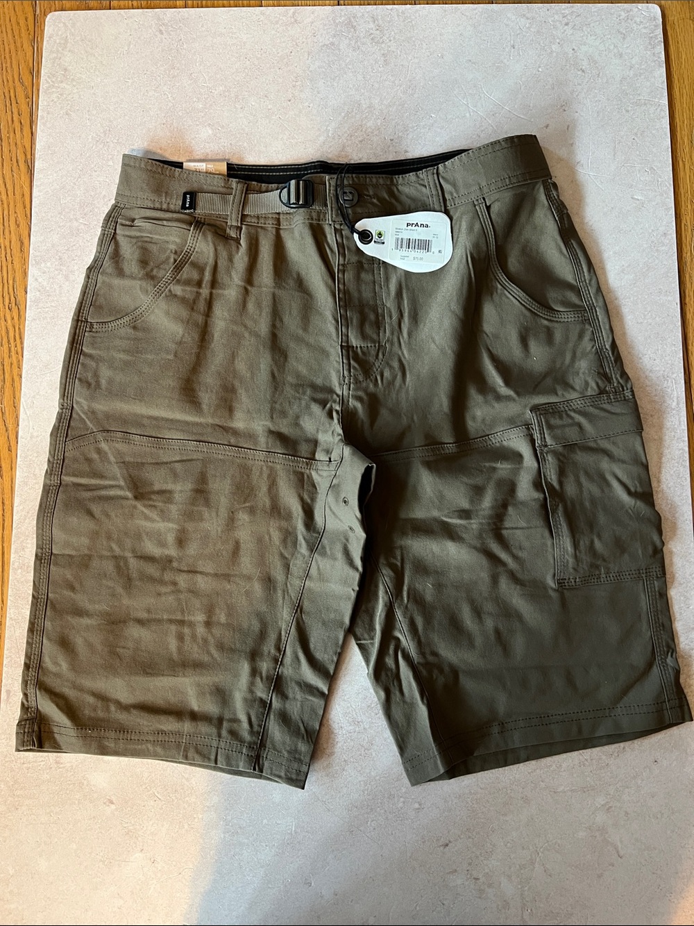 Prana Men's Stretch Zion II Cargo Shorts with Integrated Belt Color Mud
